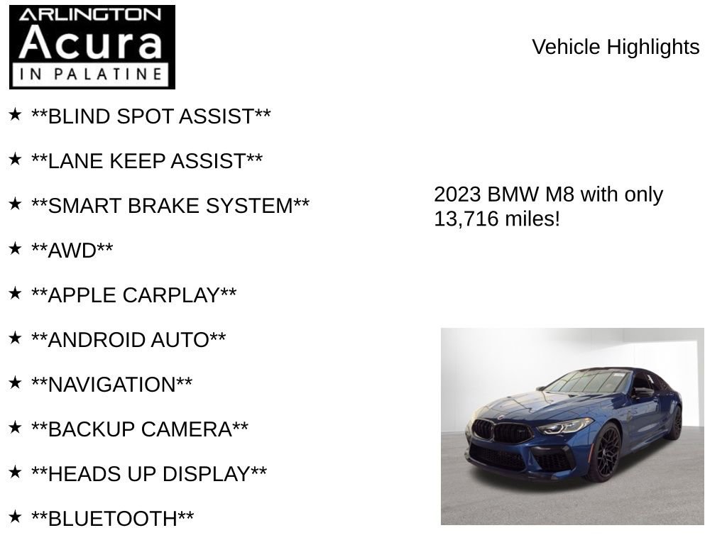 Used 2023 BMW M8 Gran Coupe xDrive Competition w/ Driving Assistance Package AWD/4WD image 7