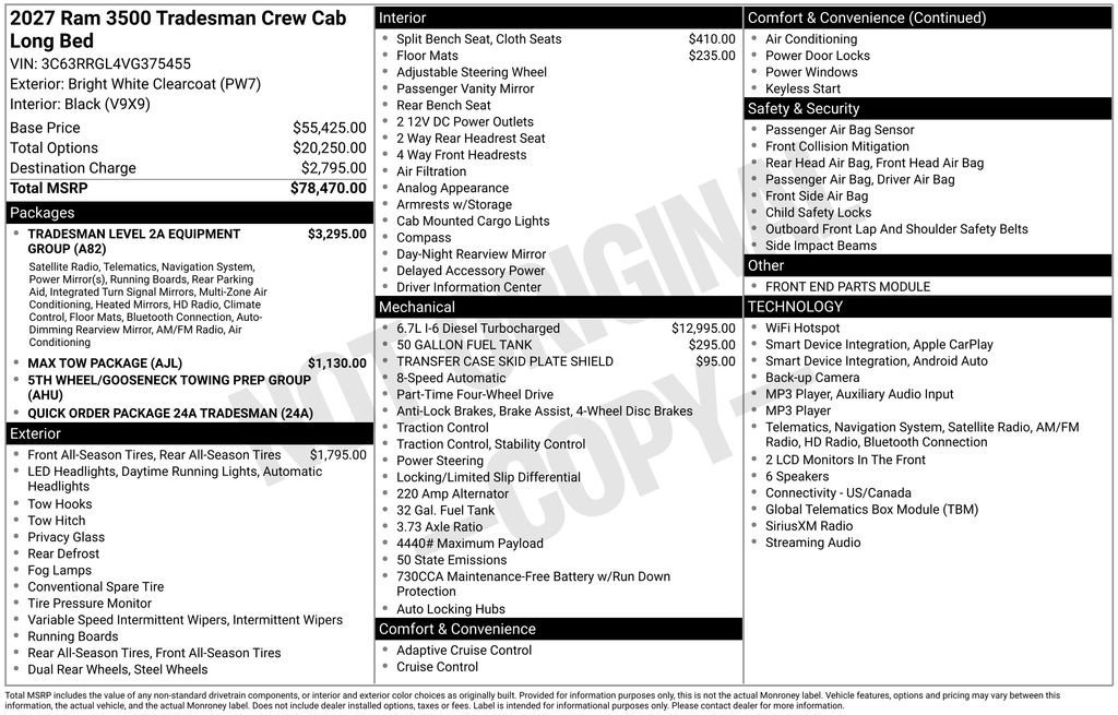New 2027 RAM 3500 Tradesman AWD/4WD image 24