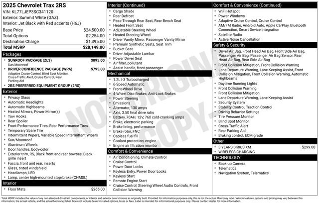 New 2025 Chevrolet Trax RS w/ Sunroof Package FWD image 4