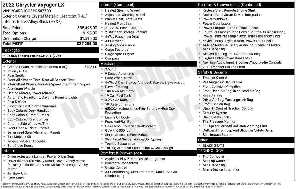 Used 2023 Chrysler Voyager LX image 17