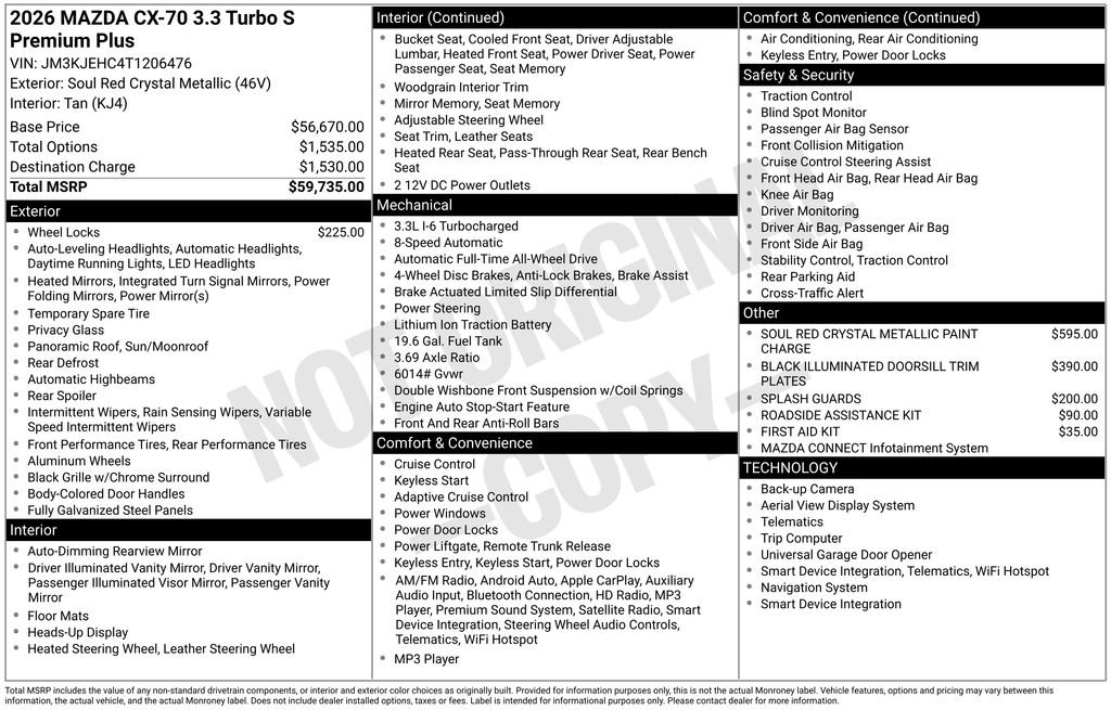 New 2026 MAZDA CX-70 3.3 Turbo S w/ Premium Plus image 38