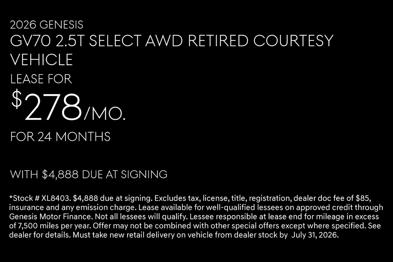 Used 2026 Genesis GV70 2.5T Select AWD/4WD image 2