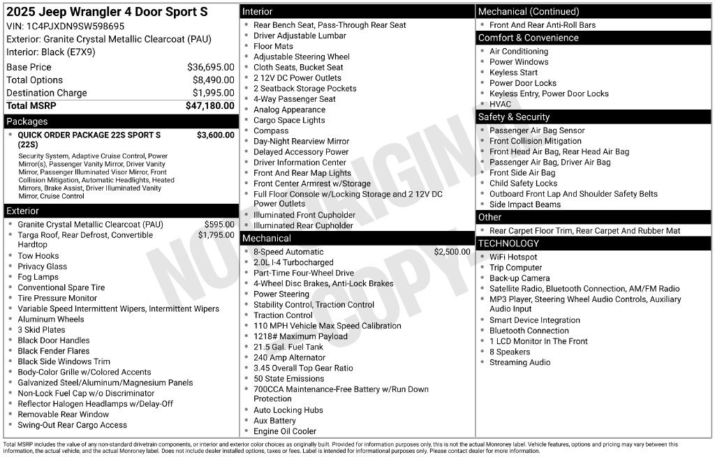 Used 2025 Jeep Wrangler Unlimited Sport AWD/4WD image 51
