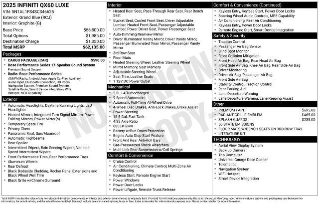 Certified 2025 INFINITI QX60 Luxe w/ Cargo Package AWD/4WD image 10