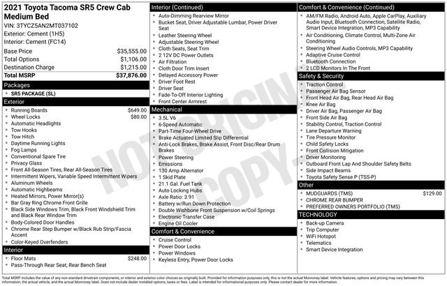 Certified 2021 Toyota Tacoma SR5 AWD/4WD image 32