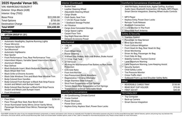 Certified 2025 Hyundai Venue SEL image 49