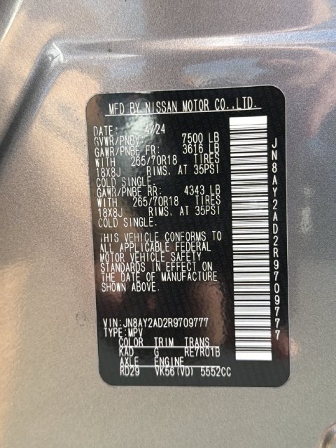 Certified 2024 Nissan Armada SV w/ Cargo Package AWD/4WD image 37