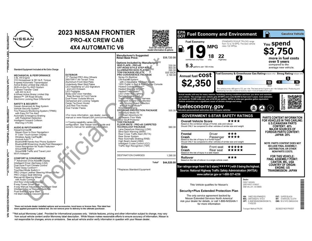 Used 2023 Nissan Frontier PRO-4X w/ Pro Convenience Package AWD/4WD image 2