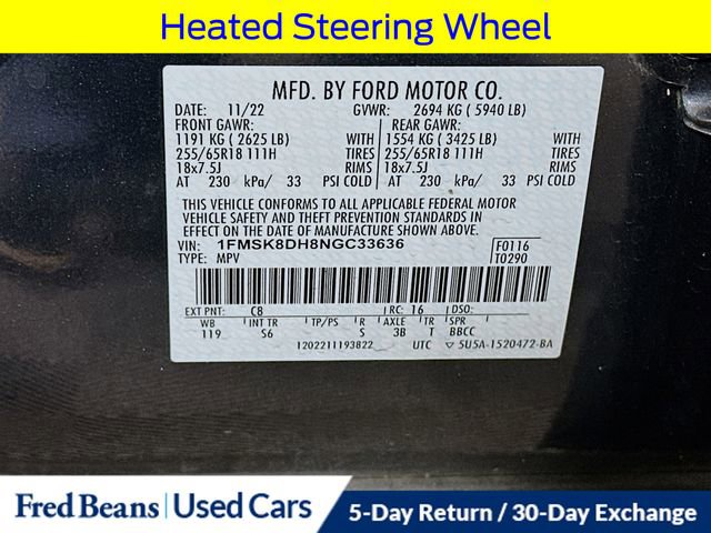 Certified 2022 Ford Explorer XLT w/ Equipment Group 202A AWD/4WD image 38