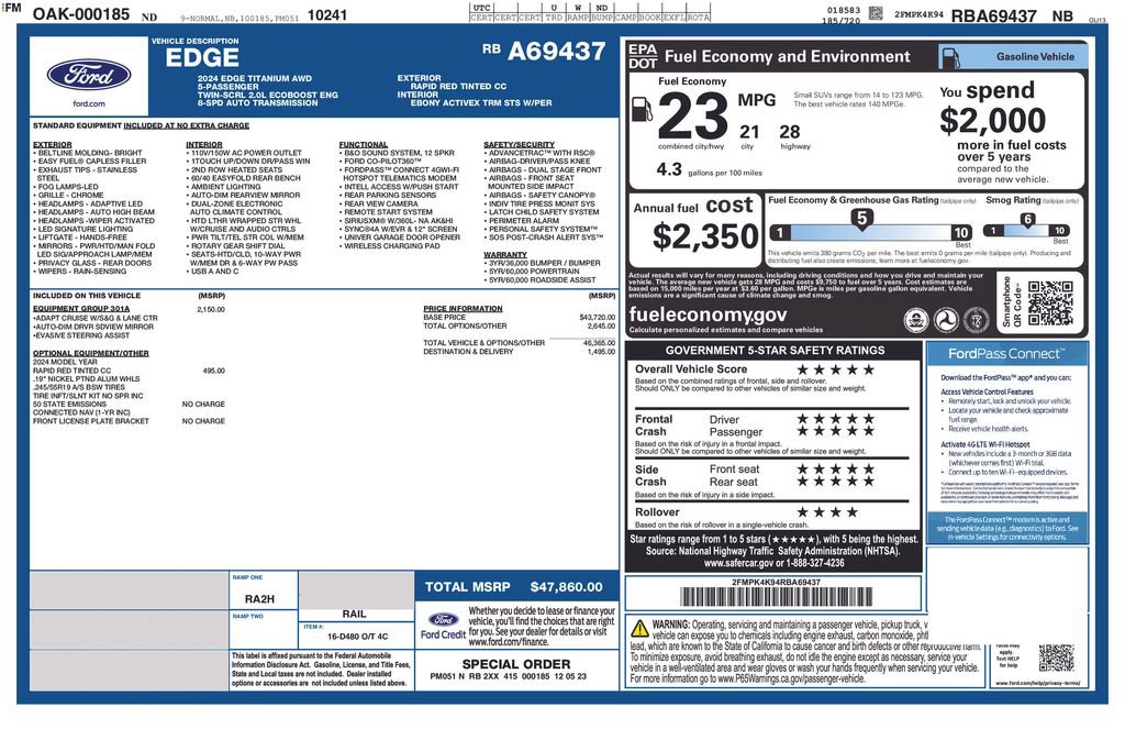 Used 2024 Ford Edge Titanium w/ Equipment Group 301A AWD/4WD image 39
