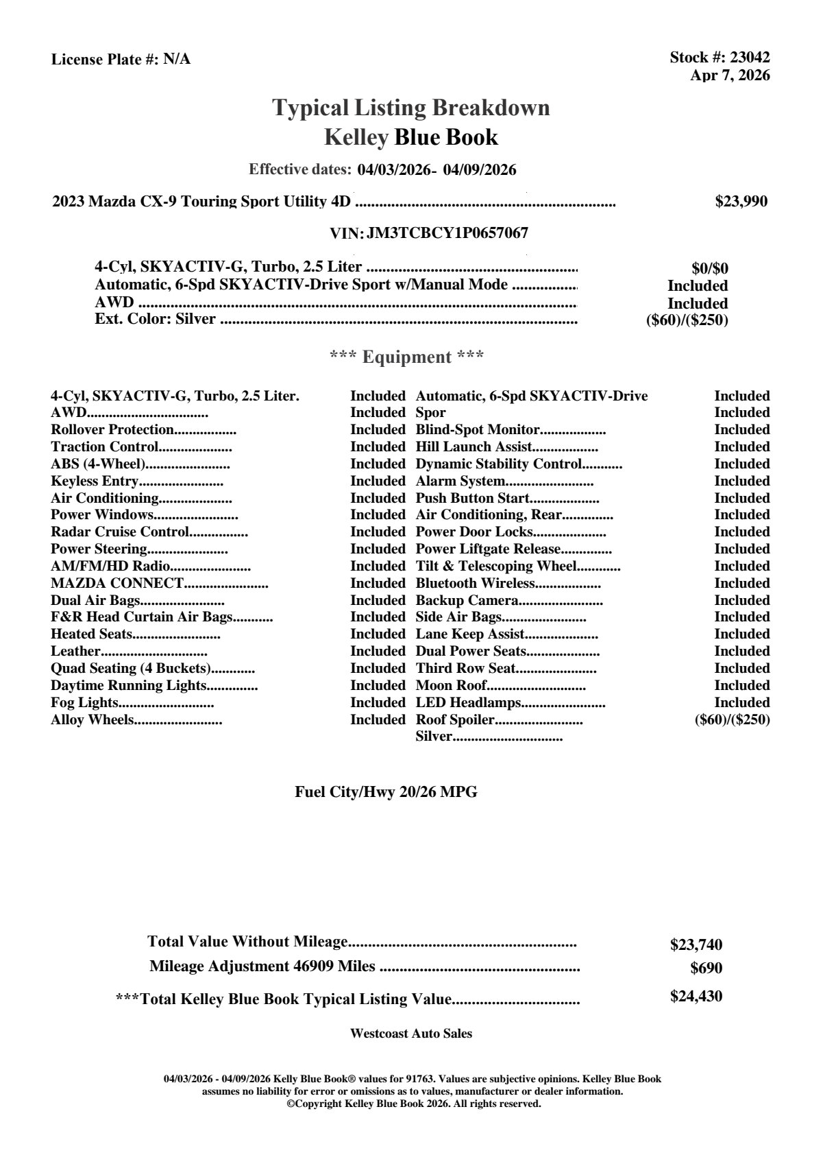 Used 2023 MAZDA CX-9 Touring image 5