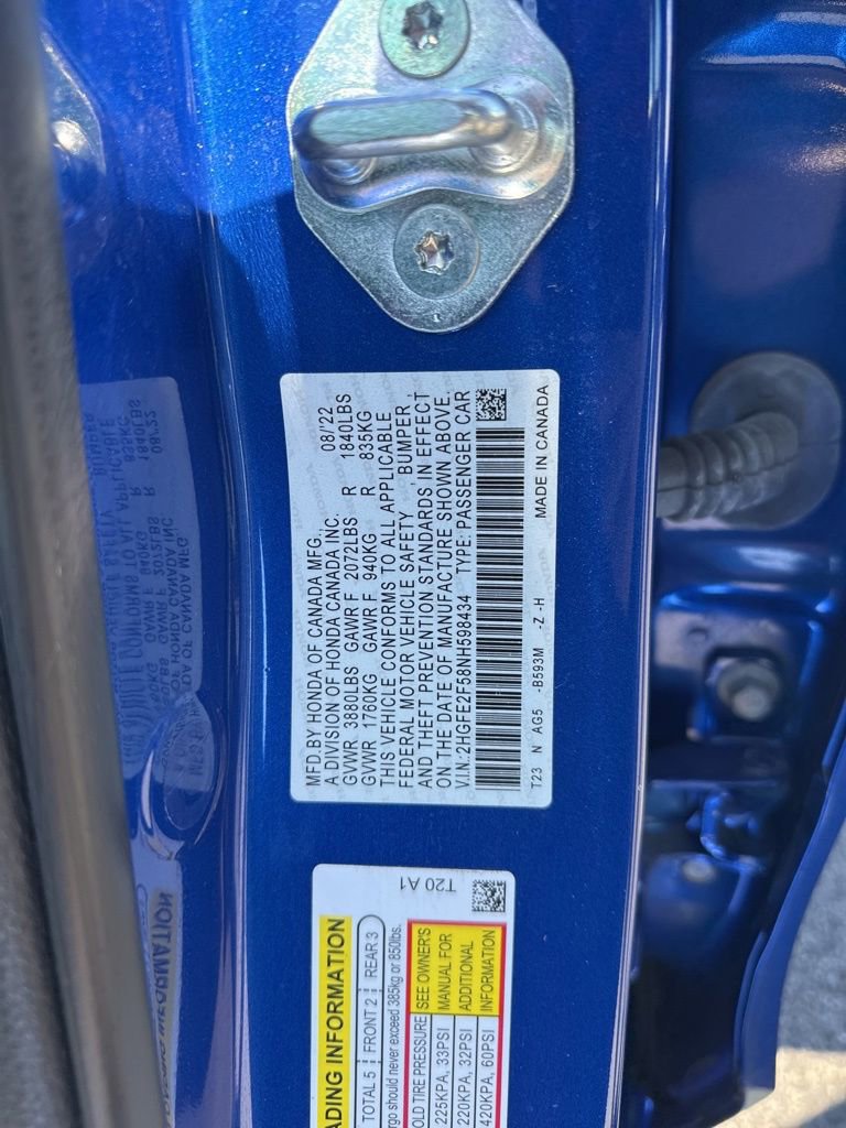 Certified 2022 Honda Civic Sport image 22