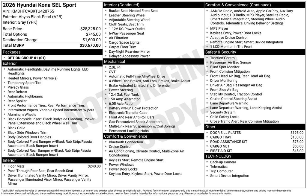 New 2026 Hyundai Kona SEL Sport AWD/4WD image 5