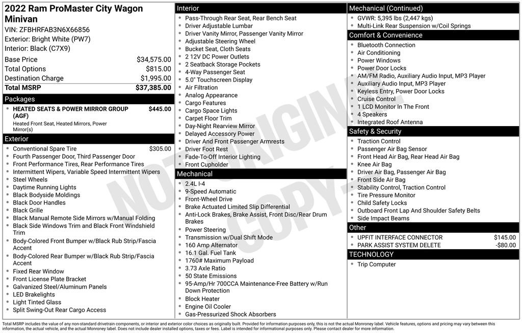 Used 2022 RAM ProMaster City Wagon FWD image 17