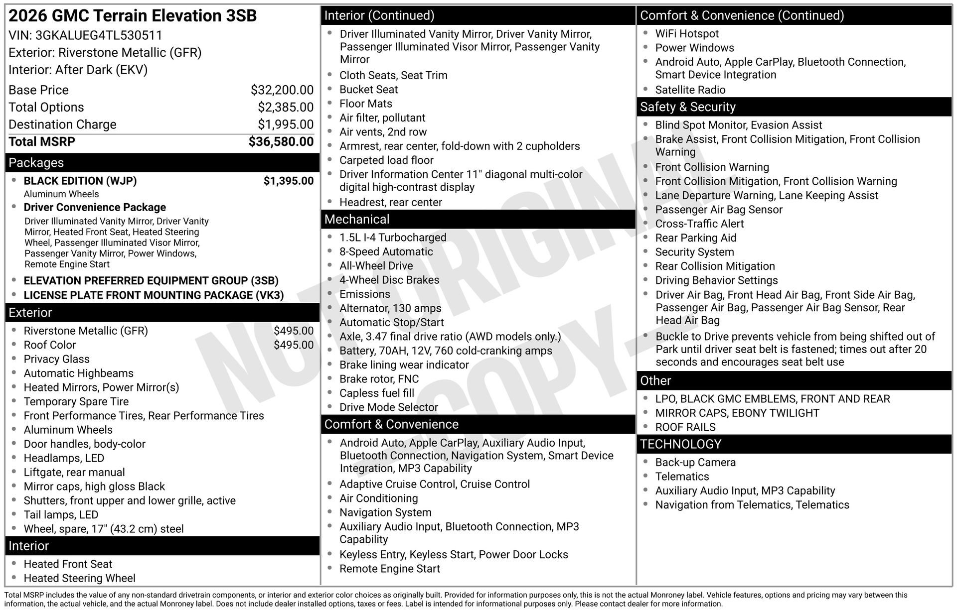 New 2026 GMC Terrain Elevation w/ Black Edition AWD/4WD image 3
