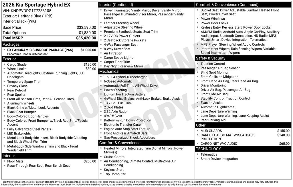 New 2026 Kia Sportage EX w/ EX Panoramic Sunroof Package image 2
