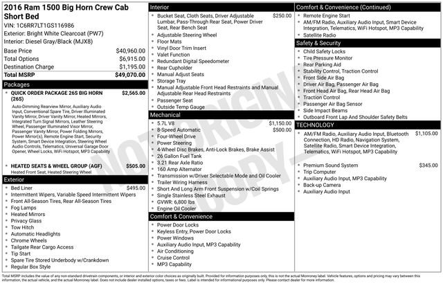 Used 2016 RAM 1500 Big Horn AWD/4WD image 3