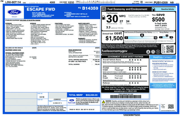 Certified 2023 Ford Escape ST-Line w/ Tech Pack #1 FWD image 2
