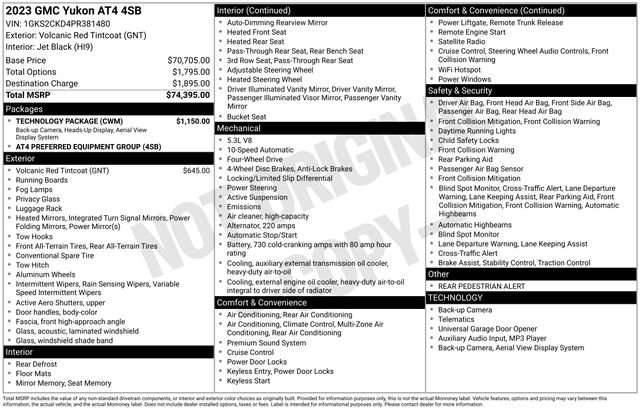 Certified 2023 GMC Yukon AT4 w/ Technology Package AWD/4WD image 35