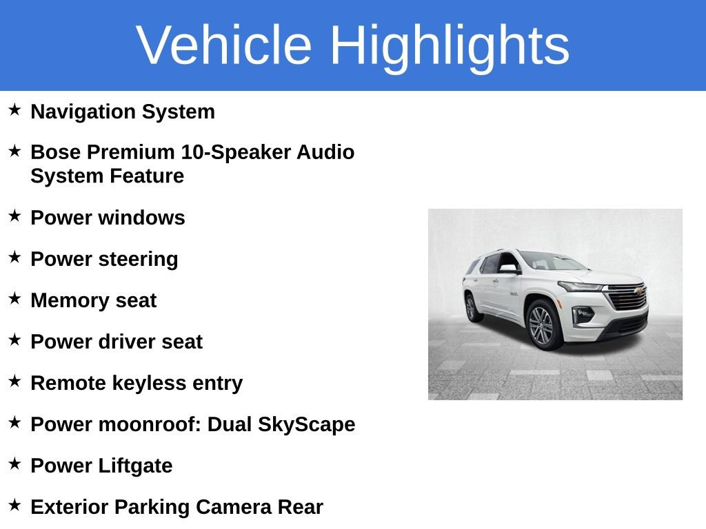 Certified 2023 Chevrolet Traverse High Country w/ LPO, Floor Liner Package FWD image 3