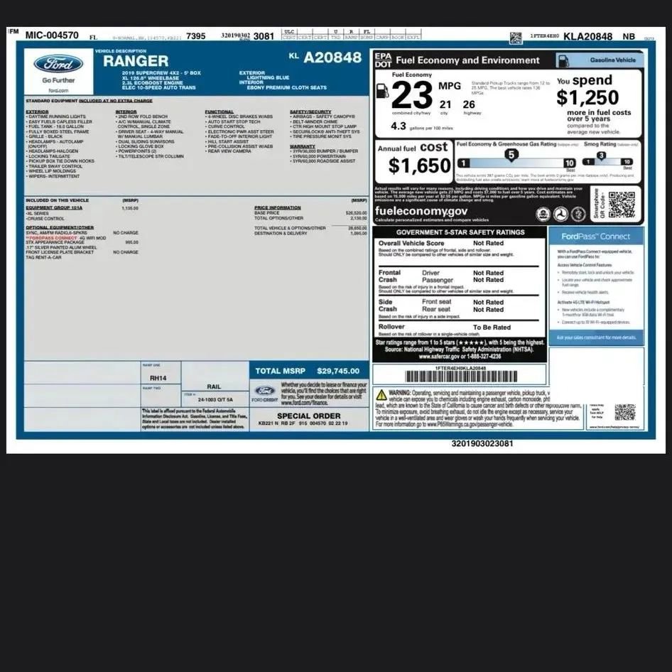 Used 2019 Ford Ranger XL w/ Equipment Group 101A Mid image 29