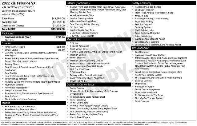 Used 2022 Kia Telluride SX w/ Towing Package FWD image 27