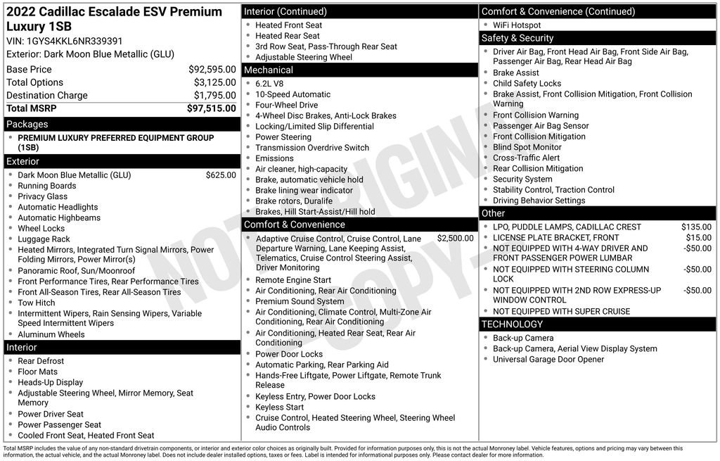 Used 2022 Cadillac Escalade ESV Premium Luxury AWD/4WD image 38