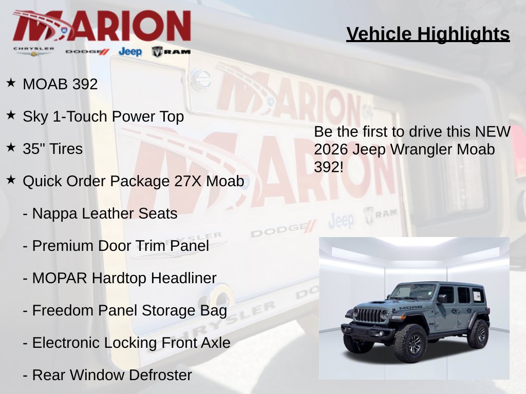 New 2026 Jeep Wrangler Unlimited Rubicon 392 w/ Quick Order Package 27X Moab AWD/4WD image 5