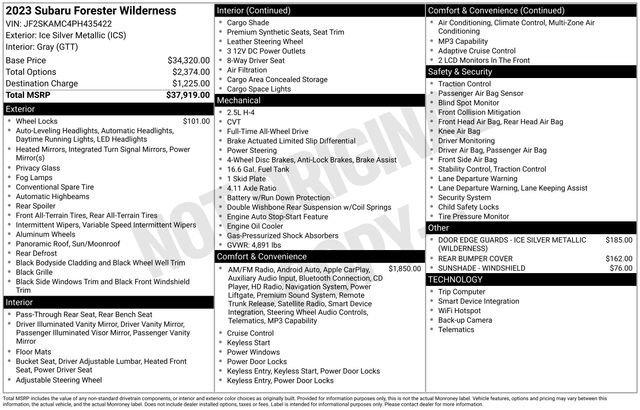 Certified 2023 Subaru Forester Wilderness AWD/4WD image 37