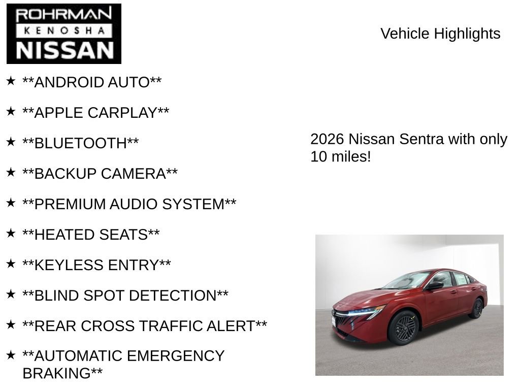 New 2026 Nissan Sentra SV w/ SV Convenience Package image 8