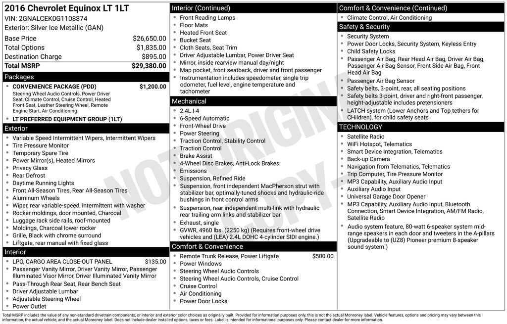 Used 2016 Chevrolet Equinox LT w/ Convenience Package FWD image 4