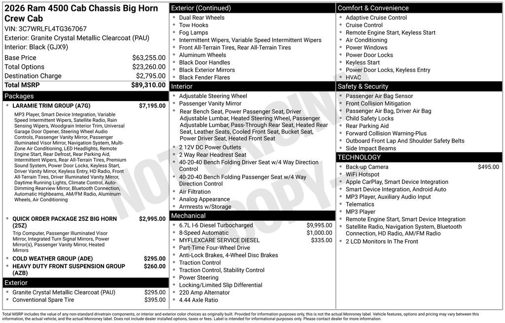 New 2026 RAM 4500 4x4 Crew Cab DRW w/ Laramie Trim Package image 4