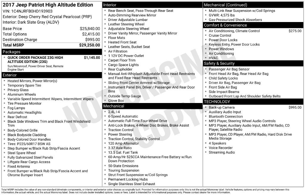 Certified 2017 Jeep Patriot High Altitude AWD/4WD image 38