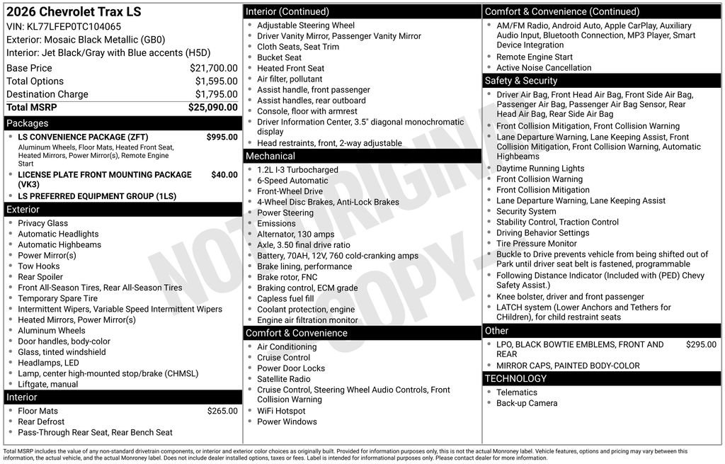 New 2026 Chevrolet Trax LS w/ LS Convenience Package FWD image 4