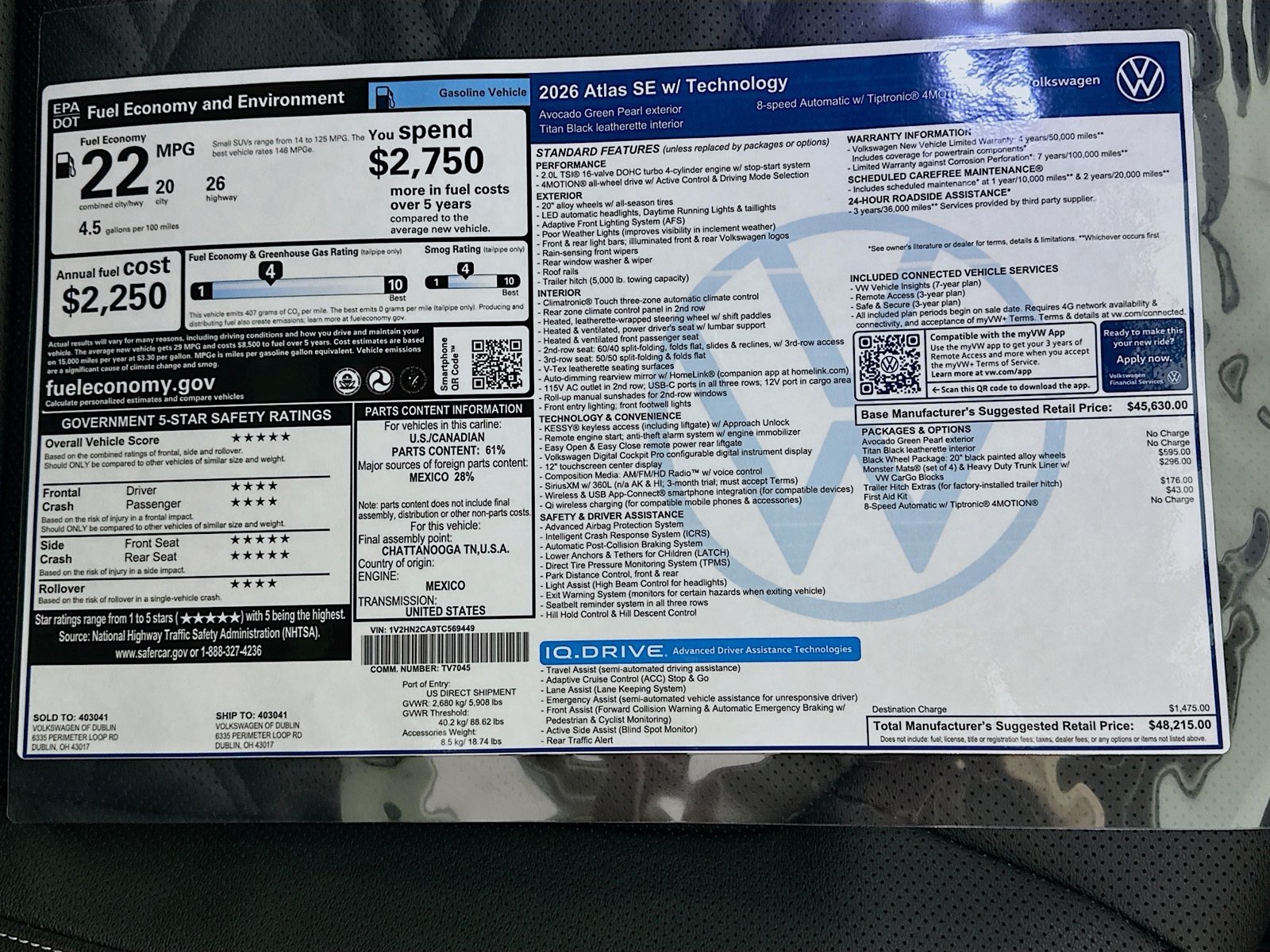 New 2026 Volkswagen Atlas SE AWD/4WD image 47