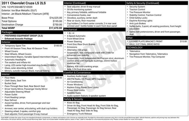 Certified 2011 Chevrolet Cruze LS FWD image 32