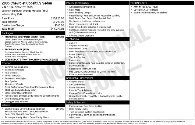 Used 2005 Chevrolet Cobalt LS w/ Preferred Equipment Group FWD image 29