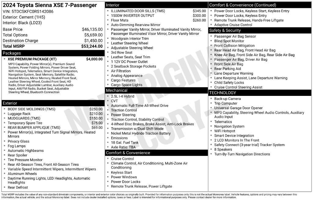 Used 2024 Toyota Sienna XSE w/ XSE Premium Package AWD/4WD image 2
