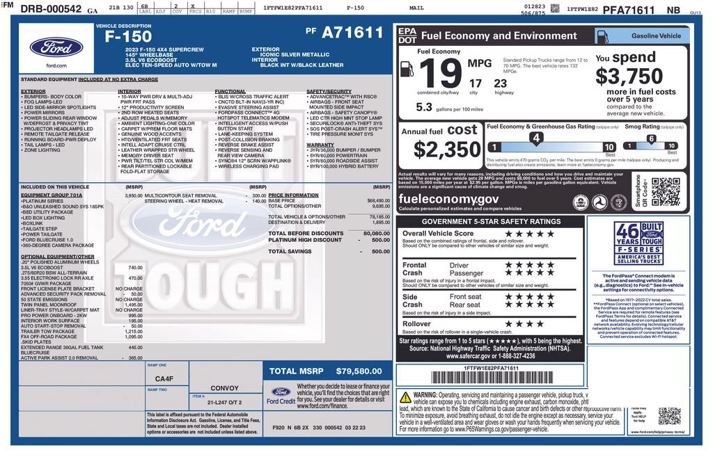 Used 2023 Ford F150 Platinum w/ Equipment Group 701A High AWD/4WD image 32