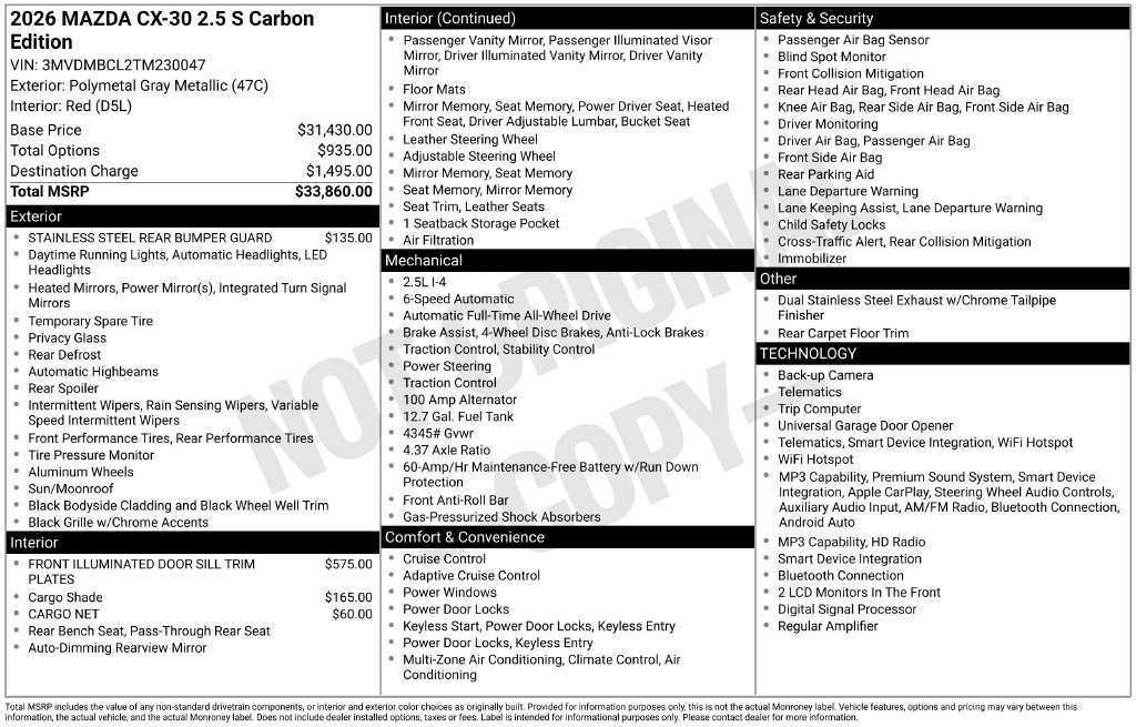 New 2026 MAZDA CX-30 AWD 2.5 S image 3