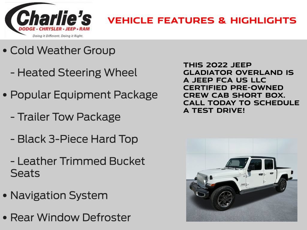Certified 2022 Jeep Gladiator Overland w/ Popular Equipment Package AWD/4WD image 13