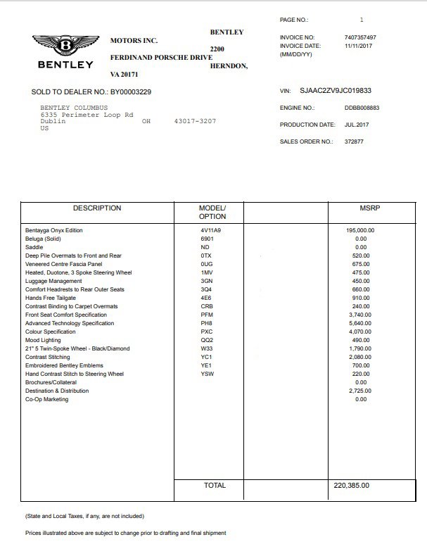 Certified 2018 Bentley Bentayga Onyx Edition image 31
