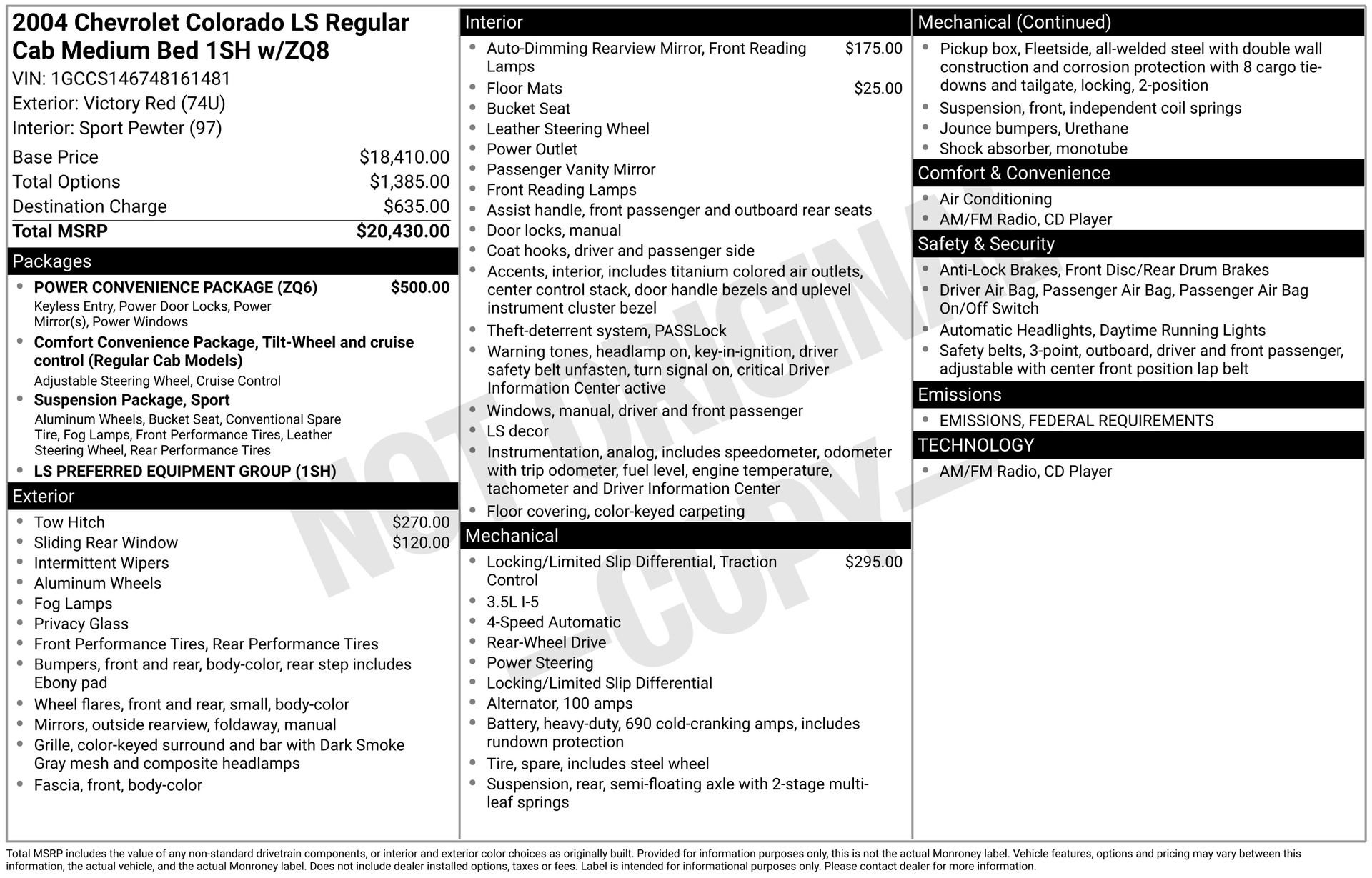 Used 2004 Chevrolet Colorado LS w/ Power Convenience Package image 3