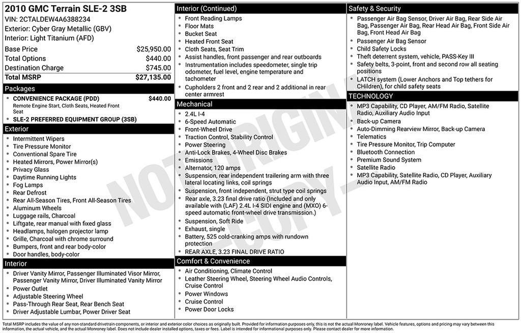 Used 2010 GMC Terrain SLE w/ Convenience Package FWD image 2