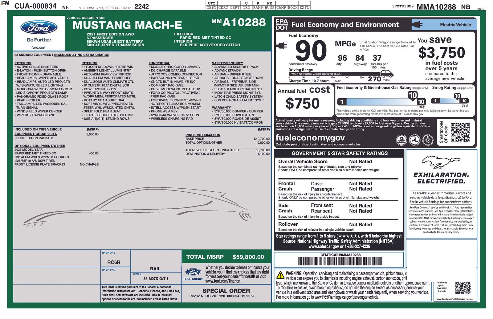 Certified 2021 Ford Mustang Mach-E Premium w/ Equipment Group 301A AWD/4WD image 38