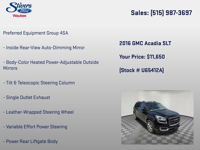 Used 2016 GMC Acadia SLT w/ Open Road Package AWD/4WD image 16