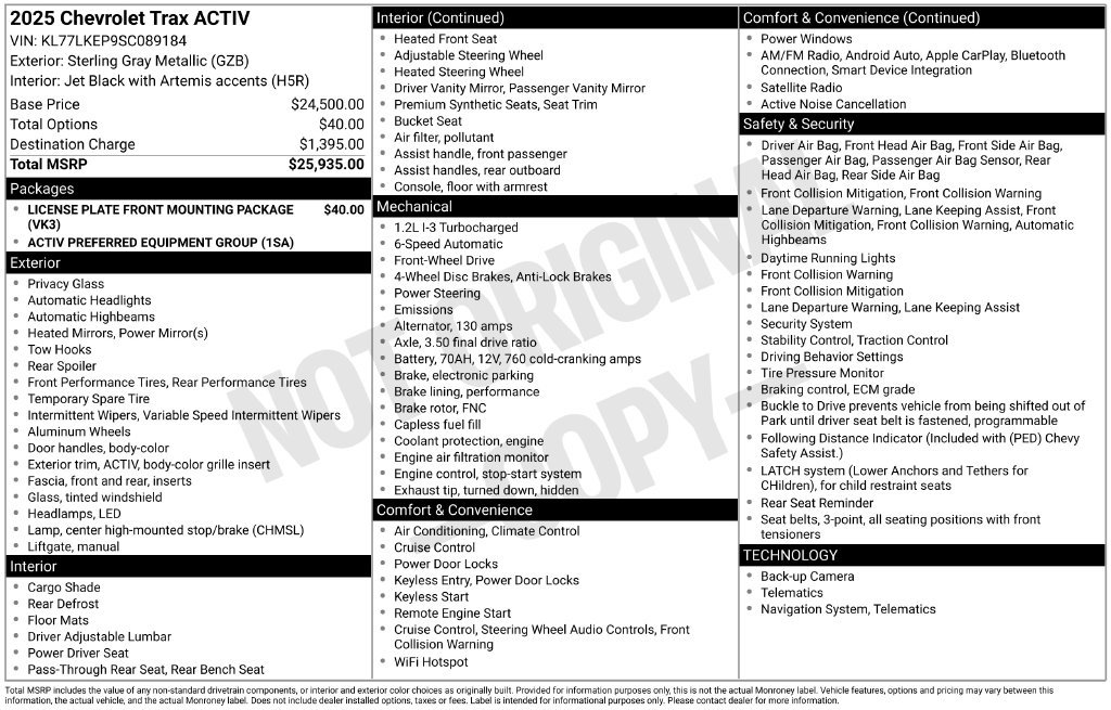 Used 2025 Chevrolet Trax ACTIV FWD image 39