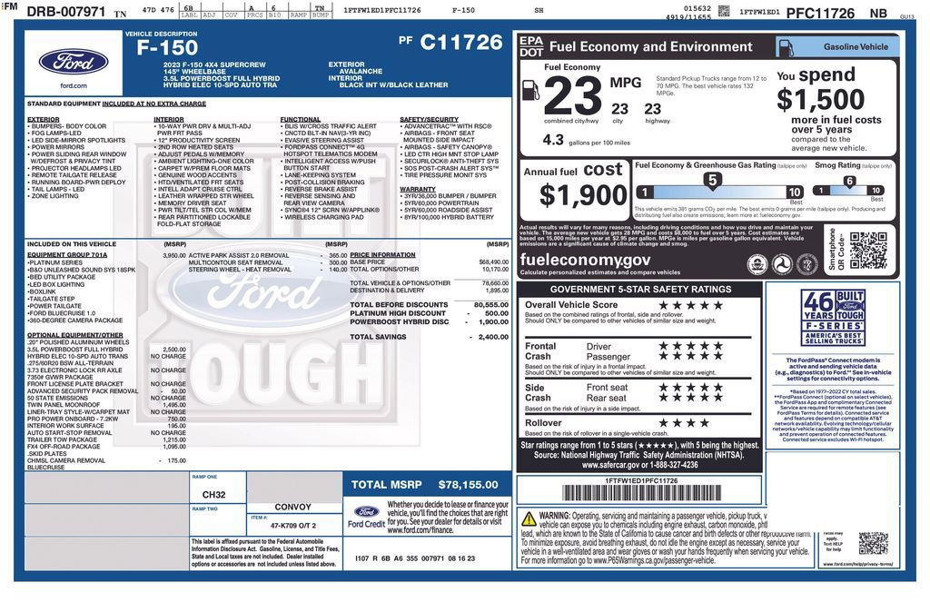 Certified 2023 Ford F150 Platinum w/ Equipment Group 701A High image 41