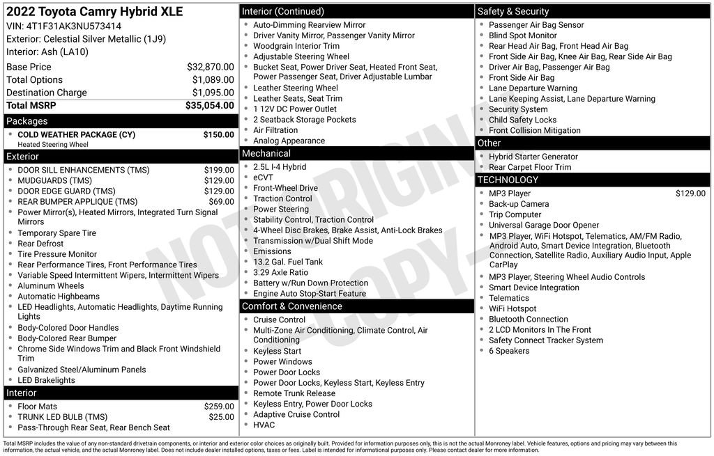 Used 2022 Toyota Camry XLE w/ Cold Weather Package FWD image 39