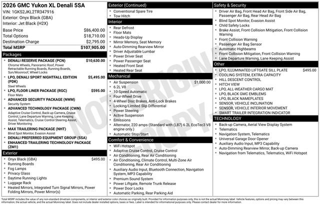 New 2026 GMC Yukon XL Denali w/ Denali Reserve Package AWD/4WD image 7